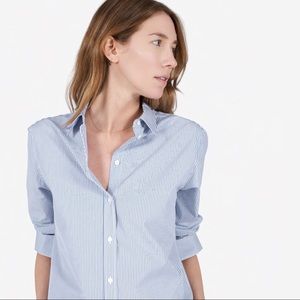 Everlane Relaxed Poplin Blue Strip Size XS